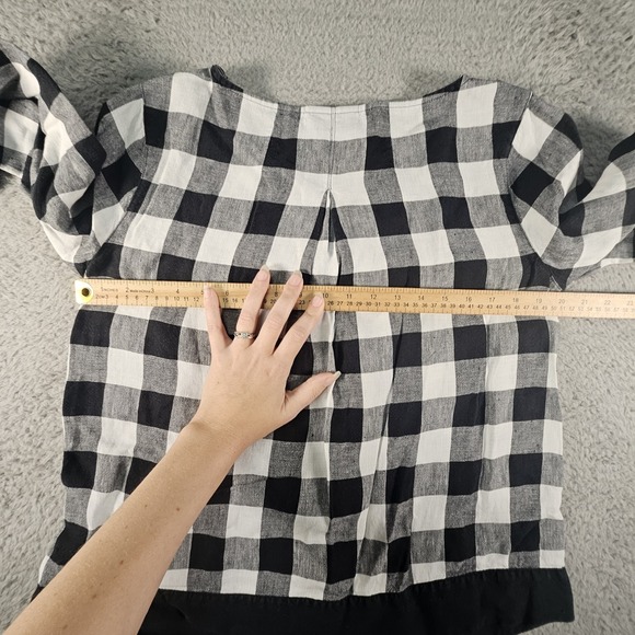 J. Jill Love Linen Top Womens S Petite Check Plaid 100% Linen Flax Gauzy Beachy - Picture 8 of 10